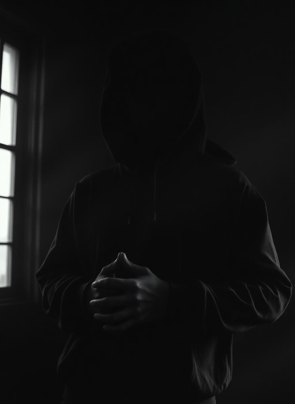 Lookbook — hooded figure by window